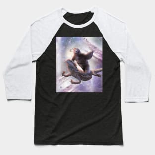 Space Sloth Riding Bearded Dragon Lizard Baseball T-Shirt